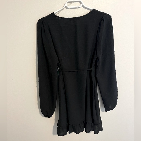 SIMONS Black Wrap Dress Long Sleeve - Picture 2 of 4